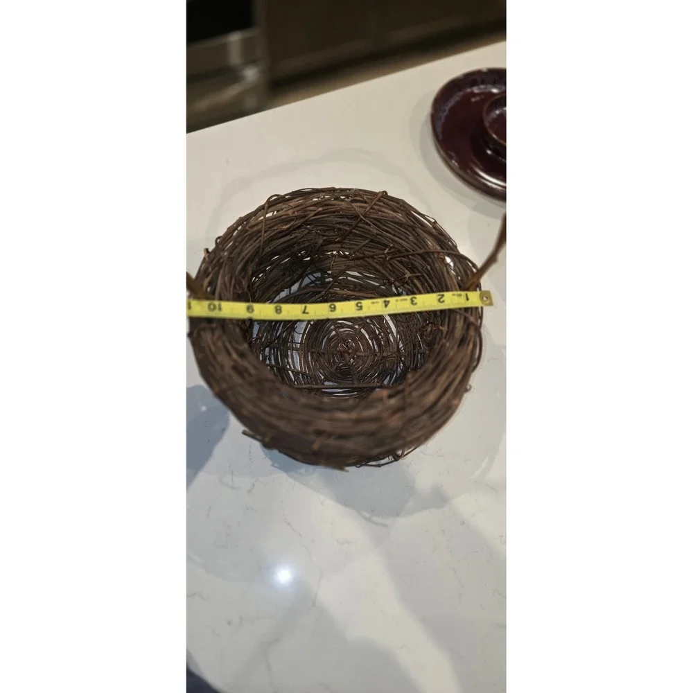 Rustic Grapevine Flower Girl Basket Brown Woven Vine Decorative Nesting Handle